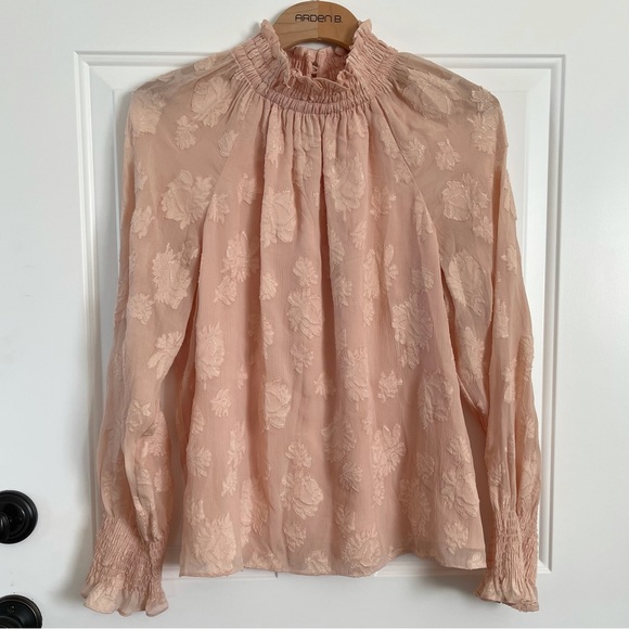 NWT Rebecca Taylor long sleeve rose met top in ballet 696 - Picture 1 of 4